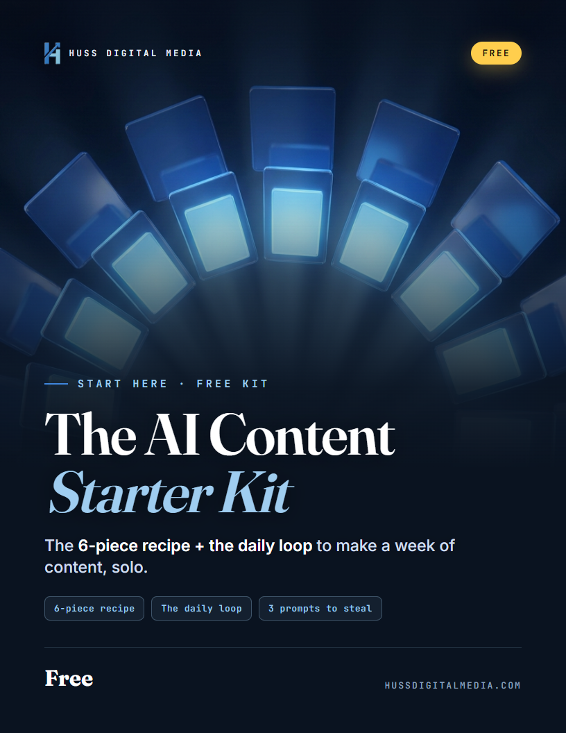 The AI Content Starter Kit — The 6-piece recipe and the daily loop I use to make a week of scroll-stopping AI content, solo. Read it once, make one image today.
