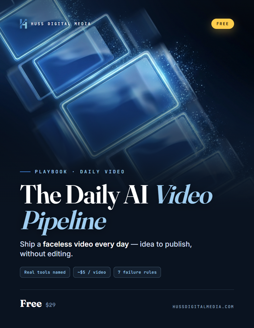 The Daily AI Video Pipeline — The exact system behind a faceless channel that ships a video every day — idea to publish, without me editing.